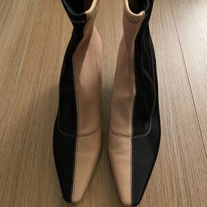 Zara Two-Tone Beige/Black Sock Boots Size EU38